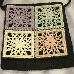 Bags - Pastel and Black Crochet Crossbody Bags - Pastel and Black Crochet Crossbody